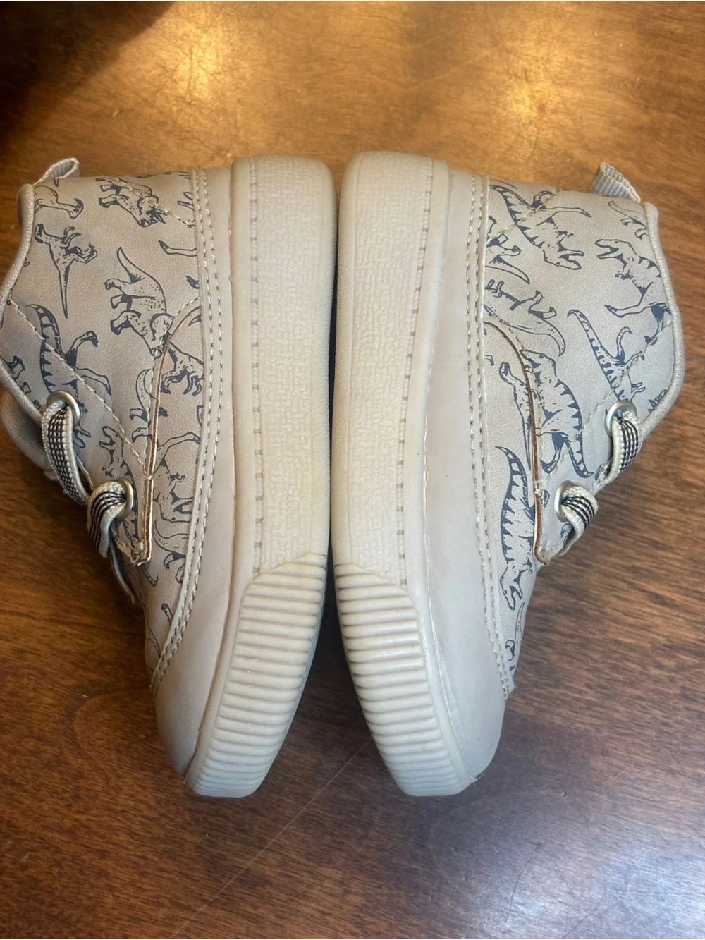 Carter's Beige Sneakers with Gray Dinosaur Print
